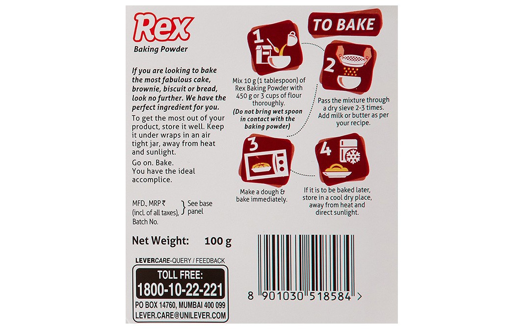 Rex Baking Powder    Box  100 grams